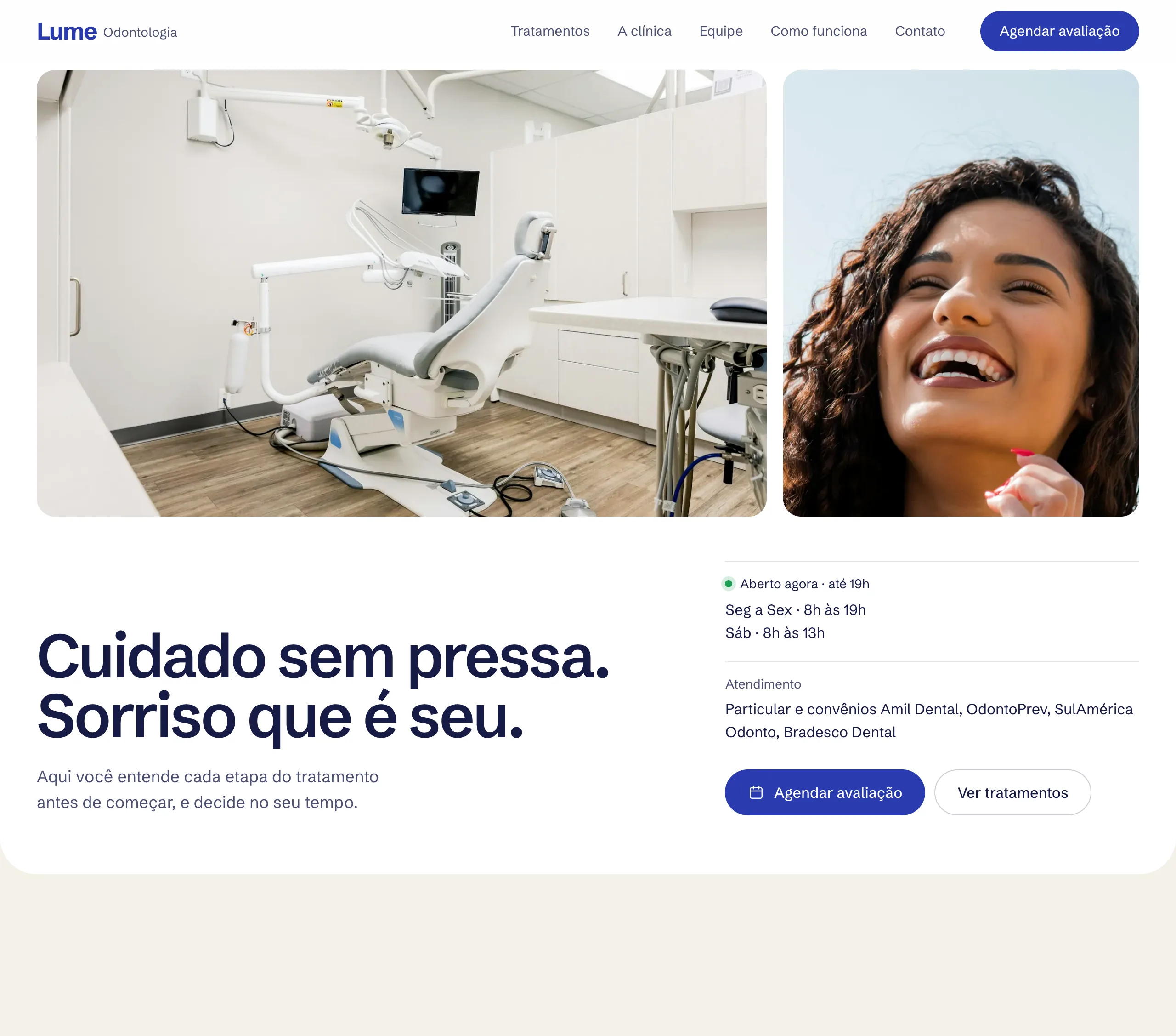 Site da Lume Odontologia